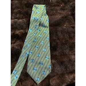 PAUL SMITH Men's 100% Silk Necktie ITALY Luxury Designer  Blue/Green geometric